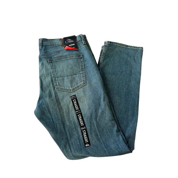 Quiksilver Men’s Jeans Blue Straight Fit Size 36x32 New - Picture 1 of 16